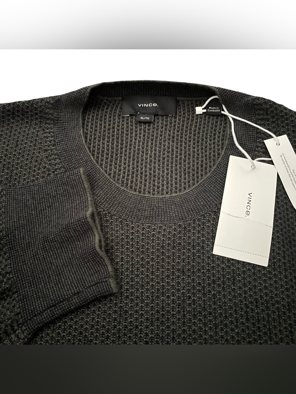 VINCE Geo-Jacquard Wool-Blend Crew Neck Sweater Driver Green/Coastal Blue XL